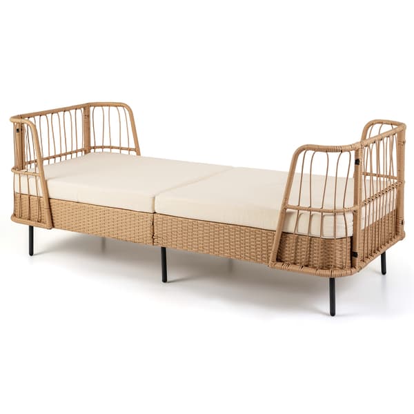 Ulkopäivävuode 190x79x77 cm luonnonväri/beige/musta