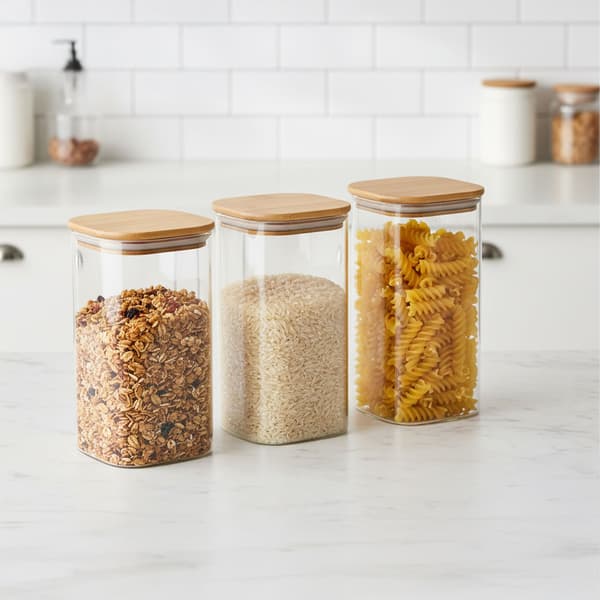 Förvaringsburkar set, 21x10x10 cm, Transparent, Glas, Kodustaar