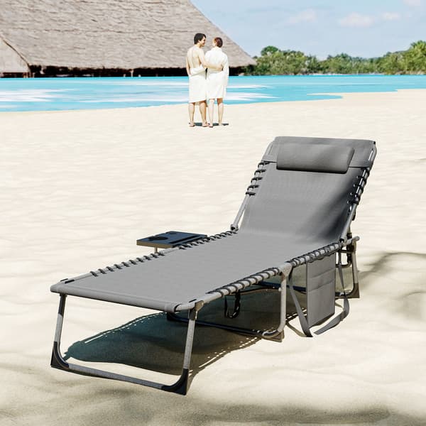 Solstol, 60x190x31 cm, Grå, Fällbar