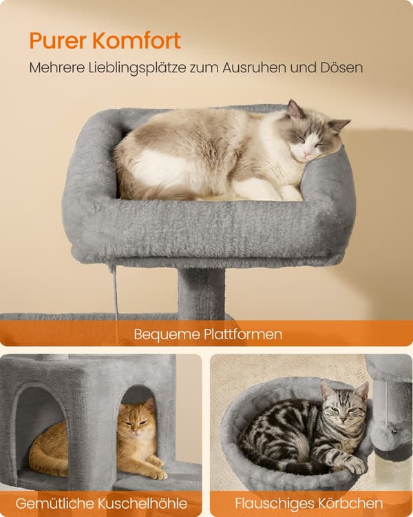 Kattträd 48x48x136 cm Grå Sisal