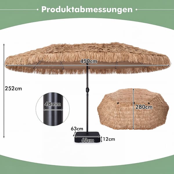 Dobbelt-sidet terrasseparasol med fod 15x9 ft brun/multifarvede lys