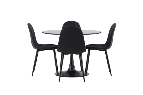 Spisebord og stol sæt 100 cm sort