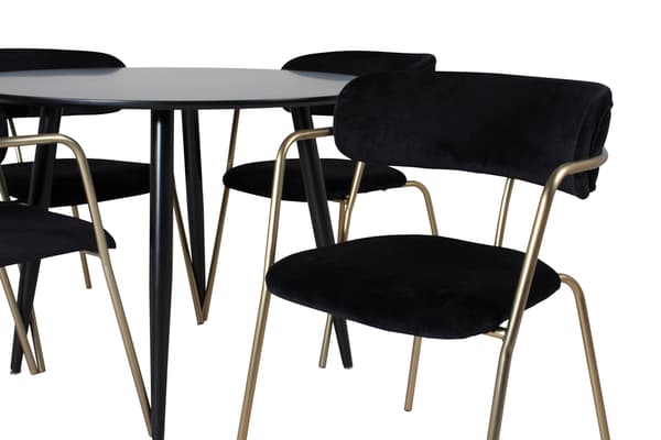 Spisebord og stol sæt Plaza 100x75 cm Sort