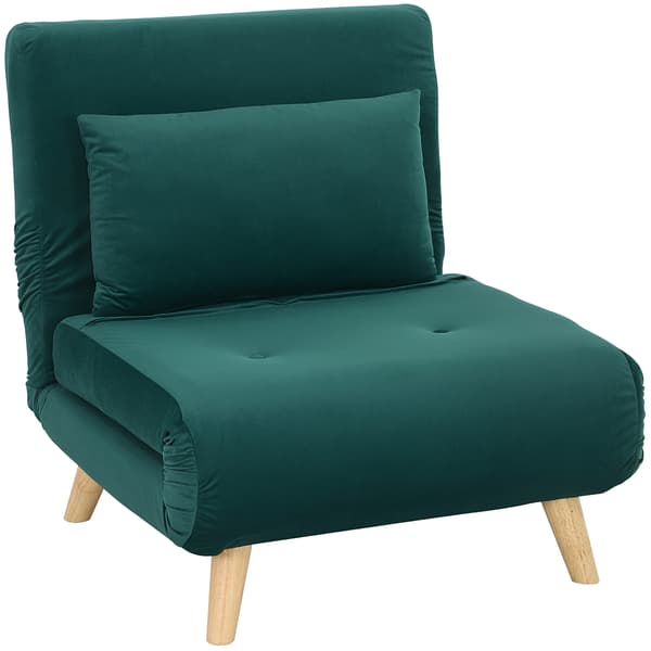 3-i-1 bäddsoffa, click-clack ryggstöd, sammetstyg, mörkgrön