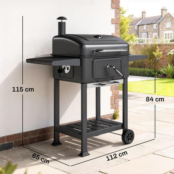 Hiiligrilli 112x65x115 cm Musta Metalli