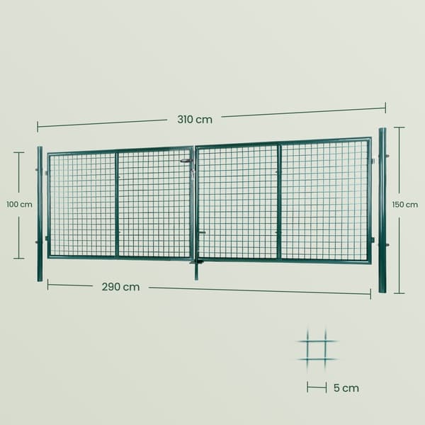 Puutarhaportti 310,1x100,1 cm Vihreä Teräs