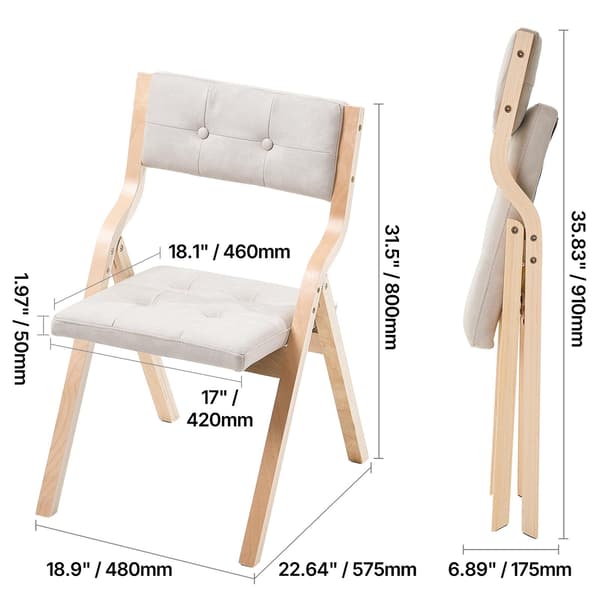 Fällstolsset, 2 delar, 57,5x48x80 cm, Beige, Trä, Stoppad