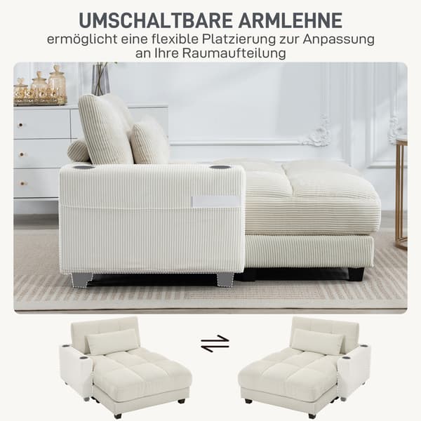 Bäddsoffa, 114x147x86 cm, krämvit, skum