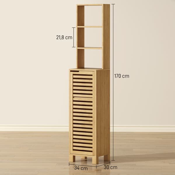 Badrumsskåp, 34x30x170 cm, Natur, Bambu