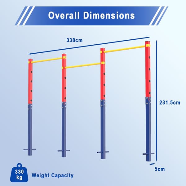 Pull-Up Bar Station 115x5x231,5 cm rød