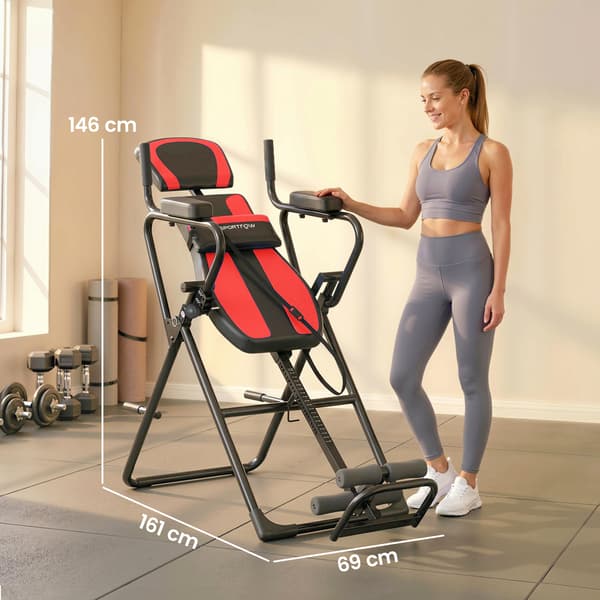 Inversion Table 3-i-1 med Push-Up og Pull-Up Barer 161x69x146 cm Sort Stål