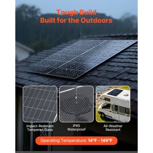 Solpanel, 174.2x113.5x3.5 cm, Sort, Monokrystallinsk