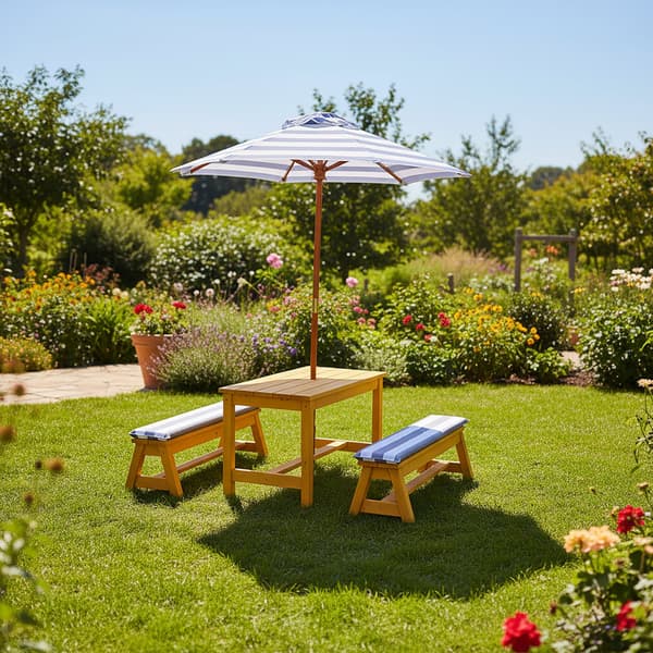 Barn Picknickset Kuddar Parasol Tall Trädgårdsmöbler, Kodustaar