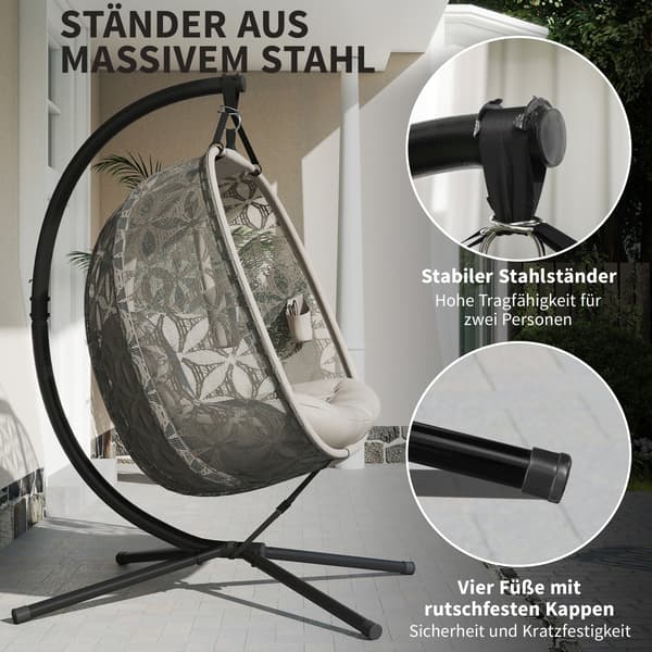 Hängstol med stativ 126x126x176 cm Sand Fällbar Polyester