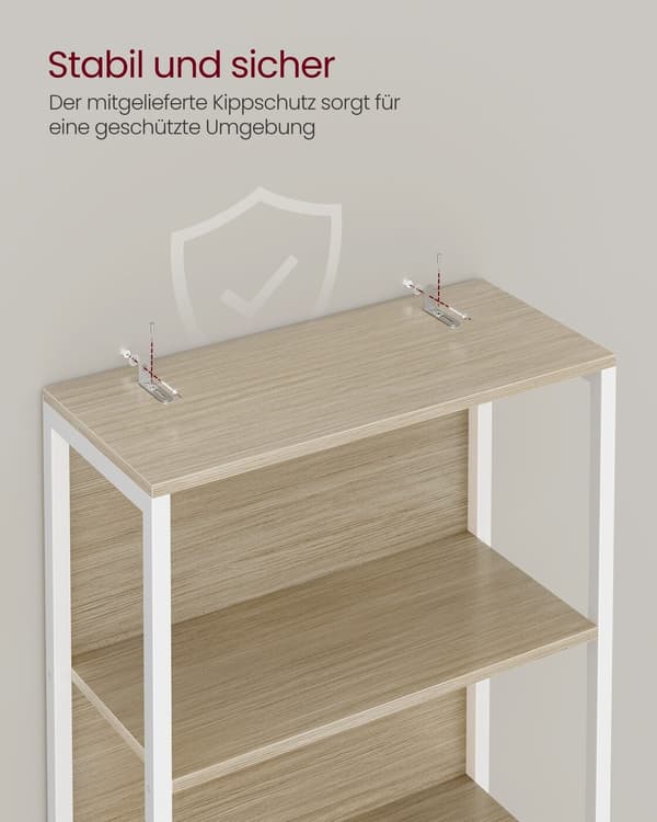 Bokhylle, 30.3x60x178.6 cm, Beige, stål
