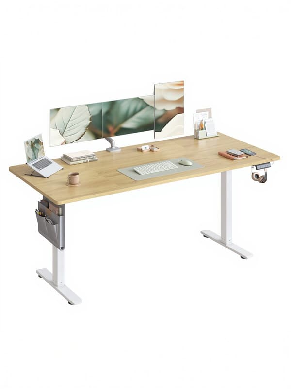 Hev- og senkbart skrivebord 60x120x72-120 cm Gull Eik, elektrisk
