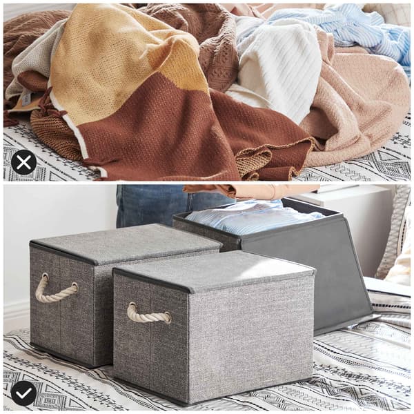 Förvaringslåda set, 38x25x25 cm, Grå