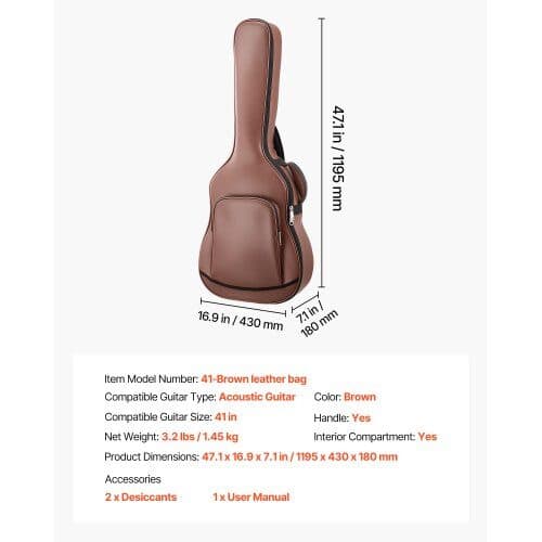 Hardcase til akustisk guitar 119,5x41 cm brun