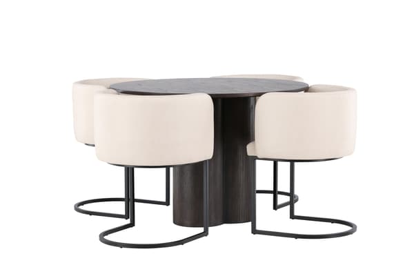 Spisesæt Olivia spisebord og Simrishamn spisestol 110 cm beige