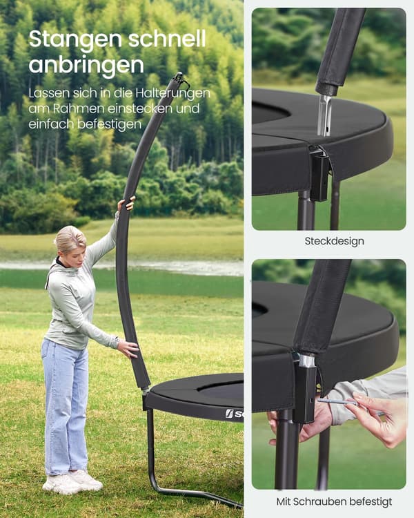 Trampolin 244x239 cm Svart Utomhus