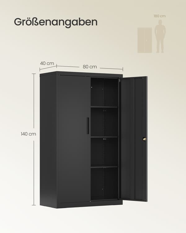 Arkivskab 80x40x90 cm Sort stål