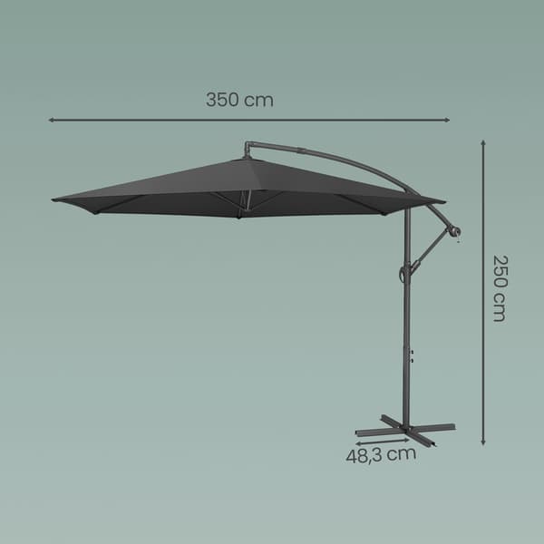 Parasol 350 cm diameter Grå Metall UV-skydd