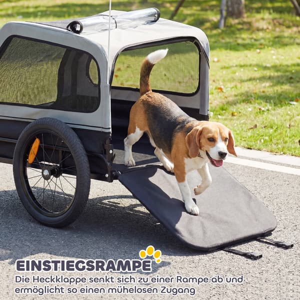 Hundecykelanhænger foldbar 138x69x70 cm grå polyester