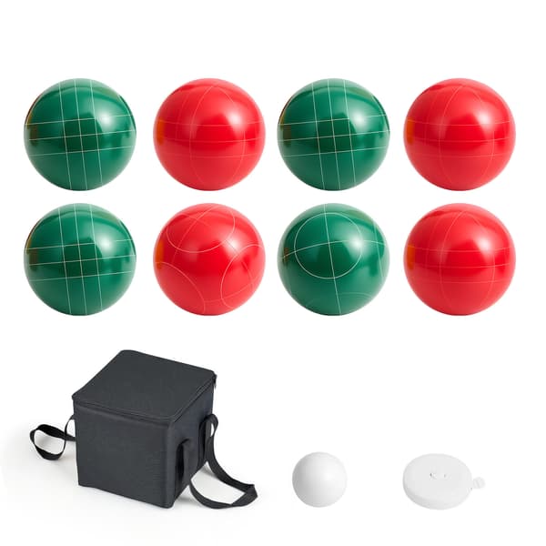 Bocce-pallosetti, 107 mm, punainen ja vihreä, hartsi, ulkopeli