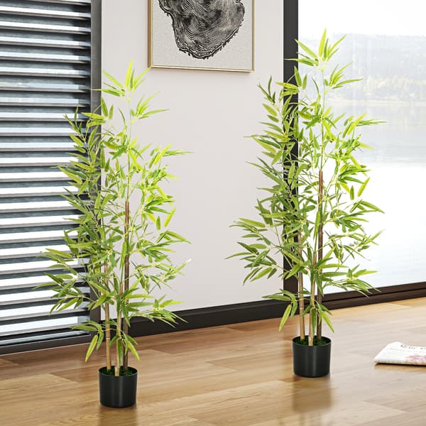 Tekokuitubambukasvit 2 kpl 120 cm vihreä