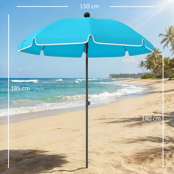 Strandparasol 150x185 cm Blå foldbar justerbar