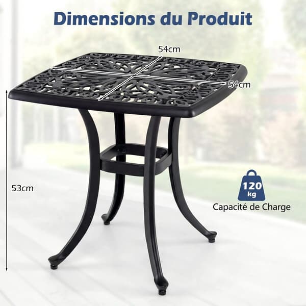 Sidebord, 54x54x53 cm, Sort, Støbt aluminium