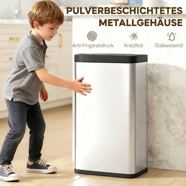 Sensor affaldsspand 45 L 38x25,5x67,5 cm sølv