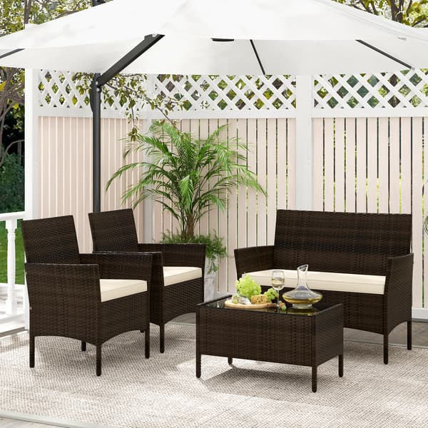 Patio Rattan Sofasæt 4 dele beige