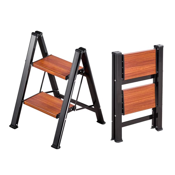 Trappestige 2 trin foldbar 44,5x49x60,5 cm sort aluminium