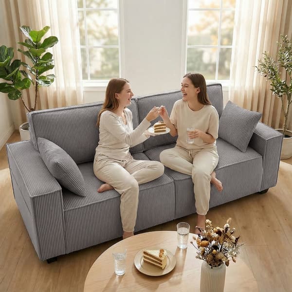 Sofa 3-personers 218x79x91 cm Lys grå fløjl polstring