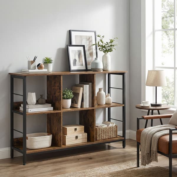 Bogreol 80x33x149 cm Brun-Sort Træ-Stål