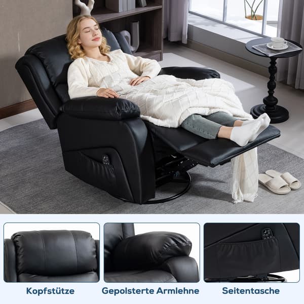 Massagestol, 97x92x104 cm, Sort, Kunstlæder