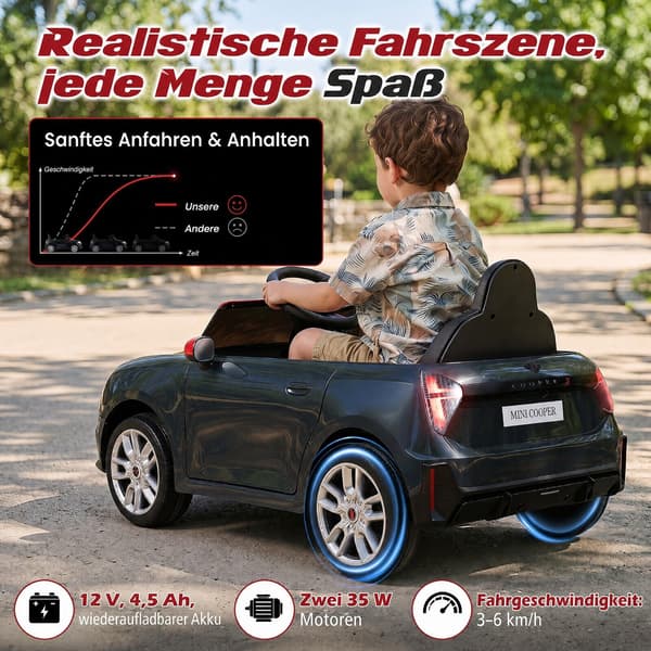 Børneelbil BMW Mini Design, 12V, Sort