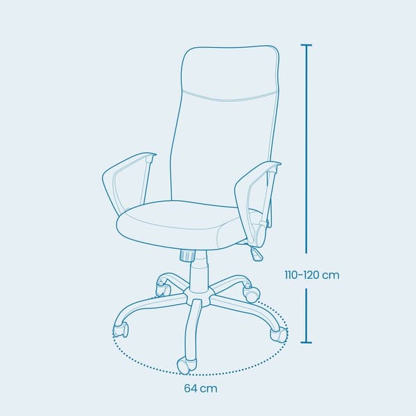Kontorstol, 63x63x110-120 cm, Sort, Stofpolstring