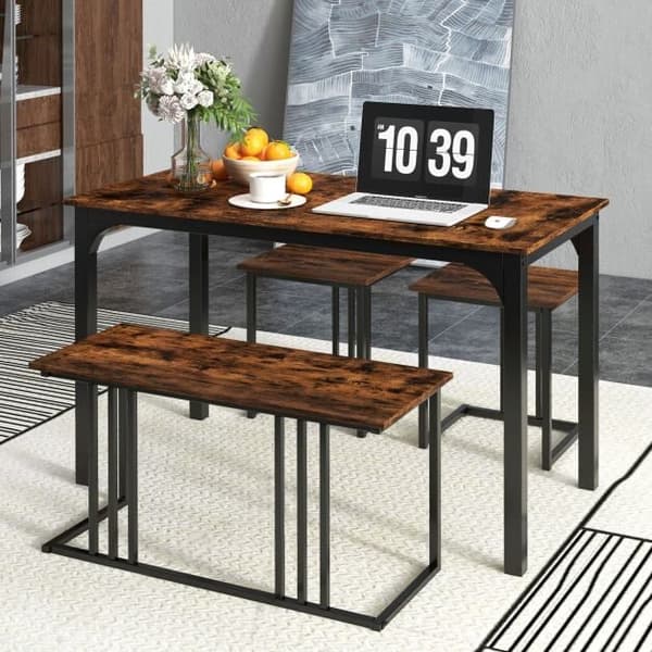 Spisebordssæt 4 dele 120x60x75 cm brun