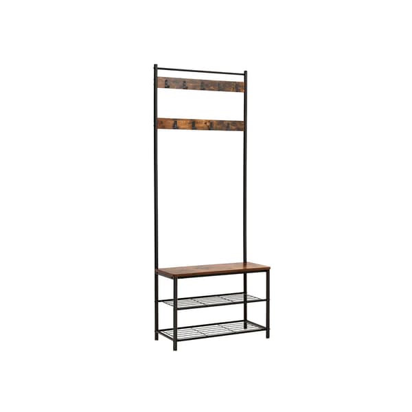 Knagerække 70x32,5x175 cm Brun Sort Stål