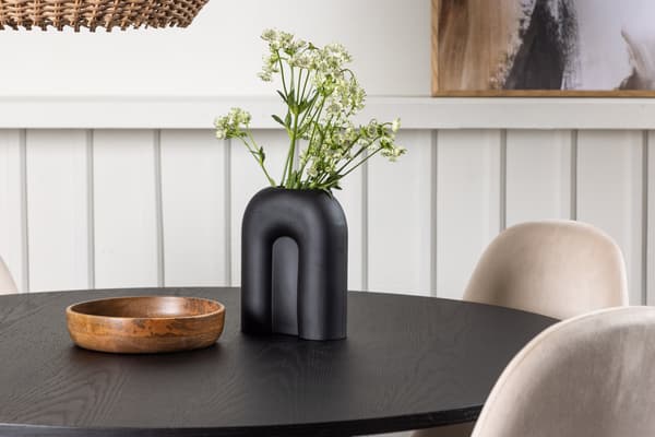 Spisebord og stol sæt 110 cm sort beige fløjl