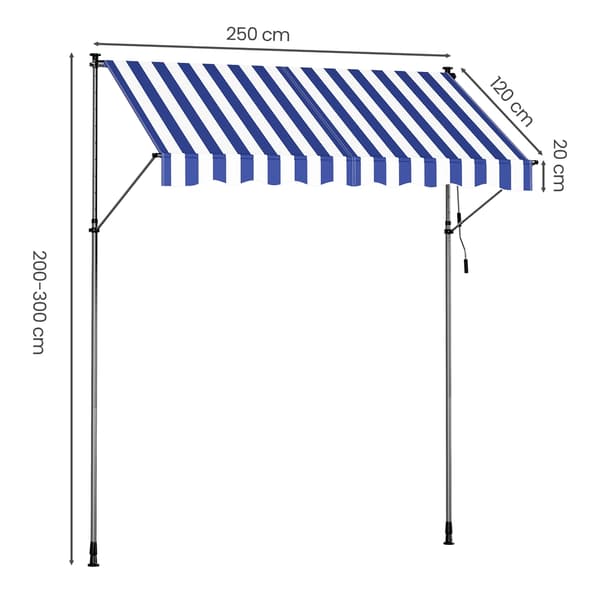 Markis Höjdjusterbar 400x120 cm Blå