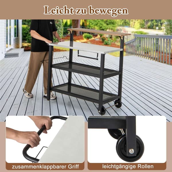Rullende barvogn, 116x55x130 cm, Sort , Star