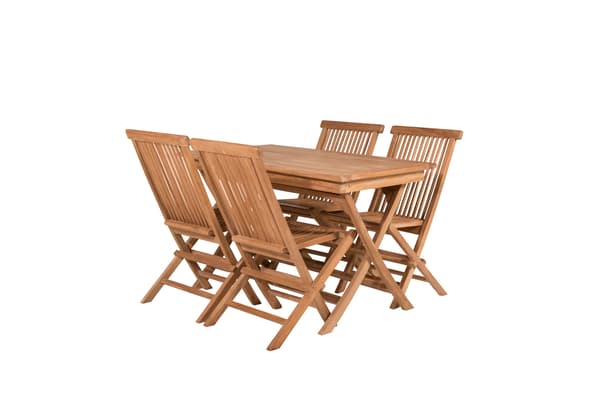 Spisebord og foldestole sæt 120x70x75 cm teak