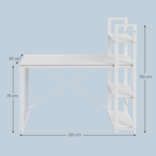 Skrivebord, 56x120x120 cm, Hvit