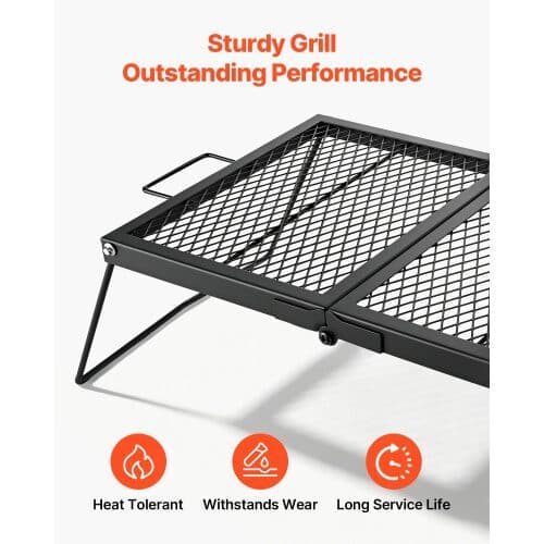 Sammenklappelig bålgrill 75,8x38,3x23,5 cm sort