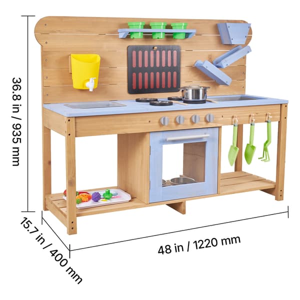 Mud Kitchen, 122x42,5x93 cm, Natur, Træ