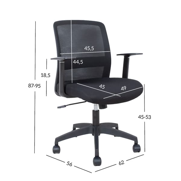 Kontorstol FARO 62x56x87-95 cm Sort