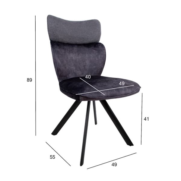 Stol Eddy 49x55x89 cm Mörkgrå Sammet